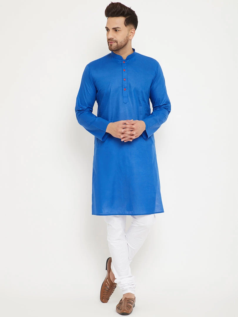 VASTRAMAY Men's Blue Cotton Kurta 8 VASTRAMAY Men's Blue Cotton Kurta