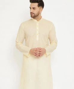 Vastramay Men's Cream Cotton Kurta