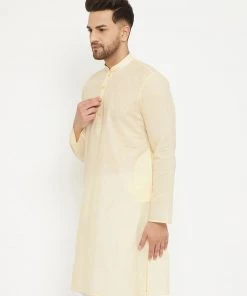 Vastramay Men's Cream Cotton Kurta