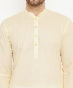 Vastramay Men's Cream Cotton Kurta