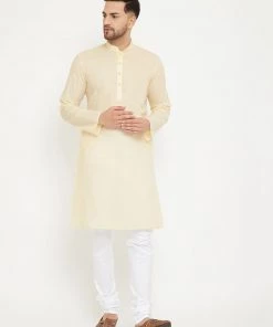 Vastramay Men's Cream Cotton Kurta