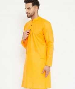 Vastramay Men's Orange Cotton Kurta