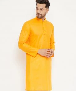 Vastramay Men's Orange Cotton Kurta