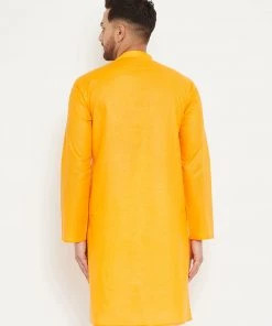 Vastramay Men's Orange Cotton Kurta