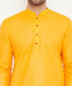 Vastramay Men's Orange Cotton Kurta