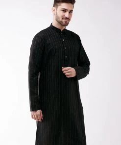 VASTRAMAY Men's Black Cotton Blend Kurta