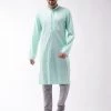 Vastramay Men's Aqua Blue And Grey Cotton Blend Kurta Pyjama Set