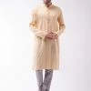 VASTRAMAY Men's Peach And Grey Cotton Blend Kurta Pyjama Set 2 VASTRAMAY Men's Peach And Grey Cotton Blend Kurta Pyjama Set