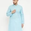 VASTRAMAY Men's Aqua Cotton Blend Kurta