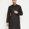 Vastramay Men's Black Cotton Blend Kurta