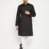 Vastramay Men's Black And White Cotton Blend Kurta Pyjama Set Kurta Sets 1 Vastramay Men's Black And White Cotton Blend Kurta Pyjama Set Kurta Sets