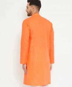 Vastramay Men's Orange Cotton Blend Kurta 13 Vastramay Men's Orange Cotton Blend Kurta