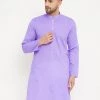 VASTRAMAY Men's Purple Cotton Blend Kurta 2 VASTRAMAY Men's Purple Cotton Blend Kurta