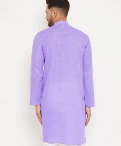 VASTRAMAY Men's Purple Cotton Blend Kurta
