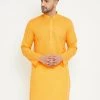 Vastramay Men's Yellow Cotton Blend Kurta 2 Vastramay Men's Yellow Cotton Blend Kurta