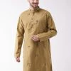 Vastramay Men's Chiku Cotton Blend Kurta