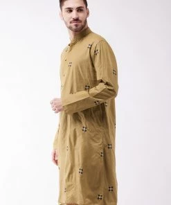 Vastramay Men's Chiku Cotton Blend Kurta