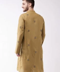 Vastramay Men's Chiku Cotton Blend Kurta