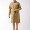 Vastramay Men's Chiku And Rose Gold Cotton Blend Kurta And Pyjama Set