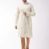 Vastramay Kurta Sets Men's Cream And Rose Gold Cotton Blend Kurta And Pyjama Set