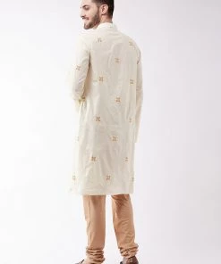 Vastramay Kurta Sets Men's Cream And Rose Gold Cotton Blend Kurta And Pyjama Set 11 Vastramay Kurta Sets Men's Cream And Rose Gold Cotton Blend Kurta And Pyjama Set