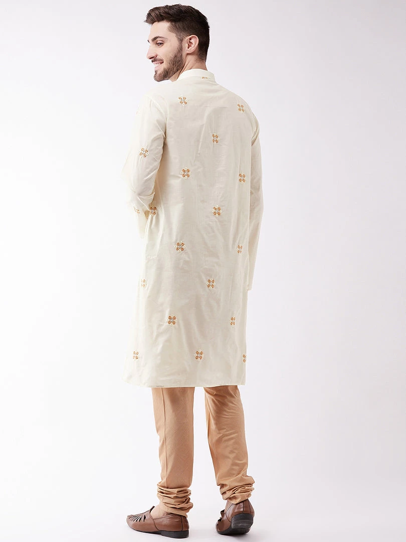 Vastramay Kurta Sets Men's Cream And Rose Gold Cotton Blend Kurta And Pyjama Set 5 Vastramay Kurta Sets Men's Cream And Rose Gold Cotton Blend Kurta And Pyjama Set