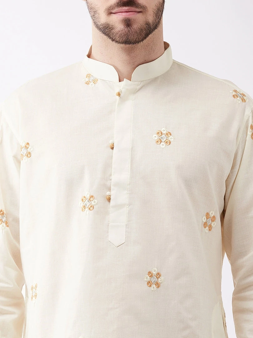 Vastramay Kurta Sets Men's Cream And Rose Gold Cotton Blend Kurta And Pyjama Set 6 Vastramay Kurta Sets Men's Cream And Rose Gold Cotton Blend Kurta And Pyjama Set