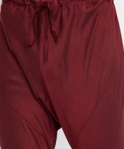 VASTRAMAY Men's Beige, Grey And Maroon Silk Blend Kurta Pyjama Set