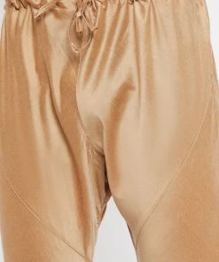 Vastramay Men's Maroon And Rose Gold Silk Blend Kurta Pyjama Set