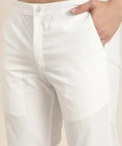 Vastramay Men's Pink Cotton Blend Kurta And White Pyjama Set