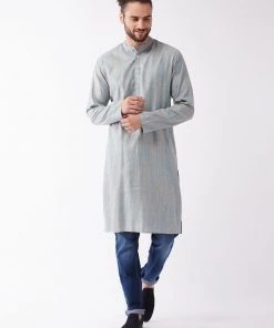 Vastramay Men's Multicolor-Base-White Silk Blend Kurta 14 Vastramay Men's Multicolor-Base-White Silk Blend Kurta