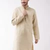 VASTRAMAY Men's Beige Silk Blend Kurta Buy 1 Get 1 2 VASTRAMAY Men's Beige Silk Blend Kurta Buy 1 Get 1