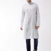 Vastramay Men's White And Blue Cotton Kurta