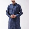 VASTRAMAY Men's Blue Silk Blend Kurta