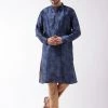 Buy 1 Get 1 VASTRAMAY Men's Blue And Rose Gold Silk Blend Kurta Pyjama Set