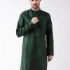 VASTRAMAY Men's Green Silk Blend Kurta Buy 1 Get 1