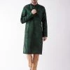 VASTRAMAY Men's Green And Rose Gold Silk Blend Kurta Pyjama Set