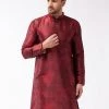 Buy 1 Get 1 VASTRAMAY Men's Maroon Silk Blend Kurta