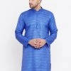 Vastramay Men's Blue Silk Blend Kurta