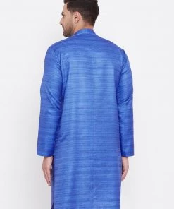 Vastramay Men's Blue Silk Blend Kurta