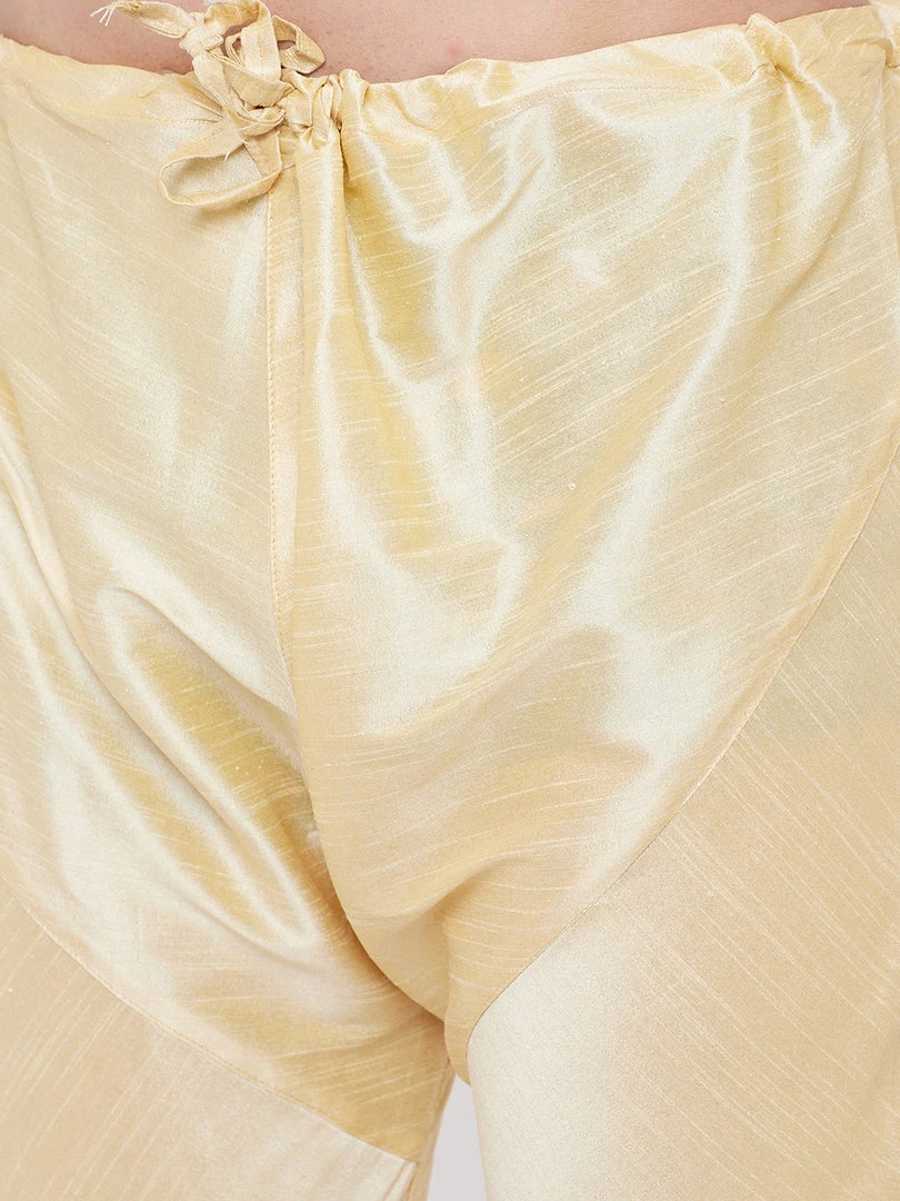 Vastramay Men's Blue And Gold Silk Blend Kurta Pyjama Set 8 Vastramay Men's Blue And Gold Silk Blend Kurta Pyjama Set