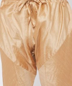 Kurta Sets Vastramay Men's Blue And Rose Gold Silk Blend Kurta Pyjama Set