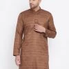 Vastramay Men's Coffee Brown Silk Blend Kurta