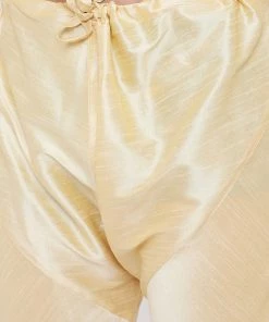 Vastramay Men's Orange And Gold Silk Blend Kurta Pyjama Set Kurta Sets