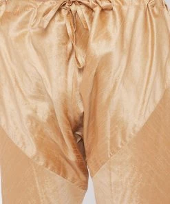 Kurta Sets Vastramay Men's Orange And Rose Gold Silk Blend Kurta Pyjama Set