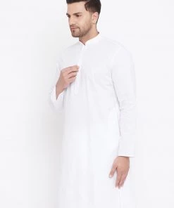 Vastramay Men's White Cotton Kurta