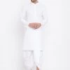 Vastramay Men's White Cotton Kurta And Dhoti Set