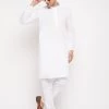 Vastramay Men's White Kurta And Pajama Set