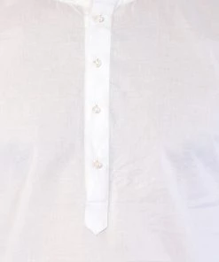 Vastramay Men's White Cotton Addi Kurta Pyjama Set