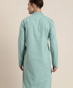 Vastramay Men's Green Cotton Blend Kurta Kurta Sets